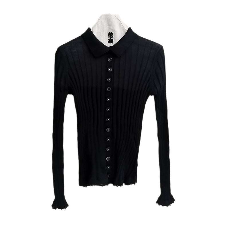 Tuoji slim long-sleeved wool knitted cardigan