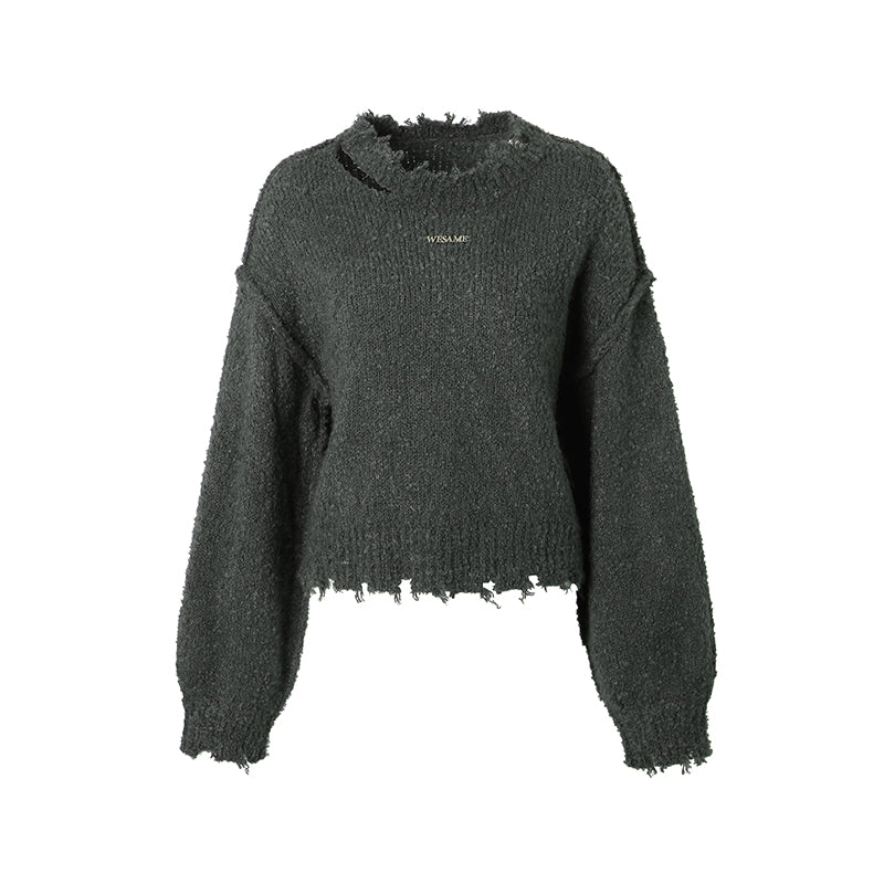 Raw Edge Circle Gauze Sweater