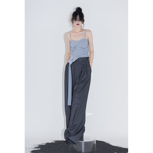 Drape loose high waist wide-leg pants