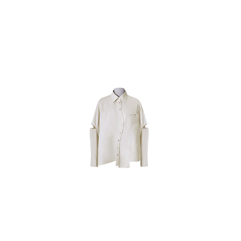 White cotton x Lycra blended special-shaped shirt