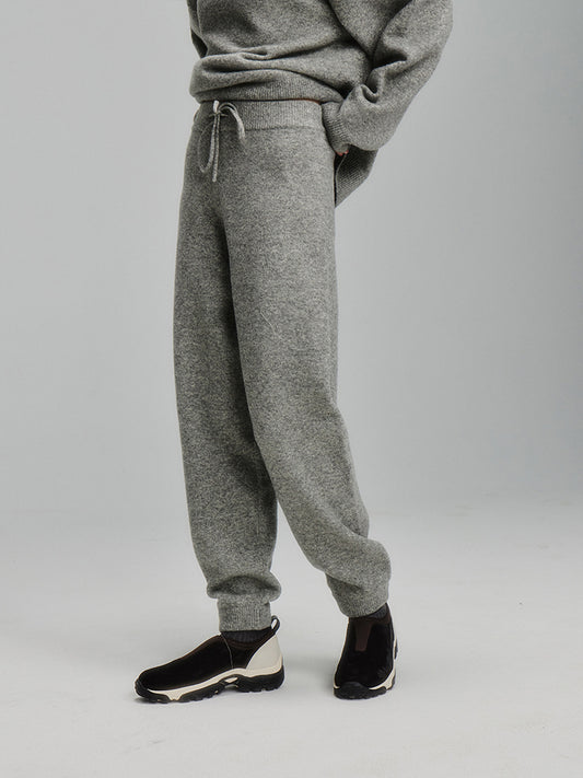 Cashmere merino wool gray knitted pants