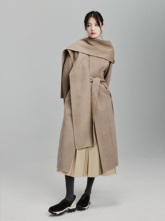 tea brown wool trench coat