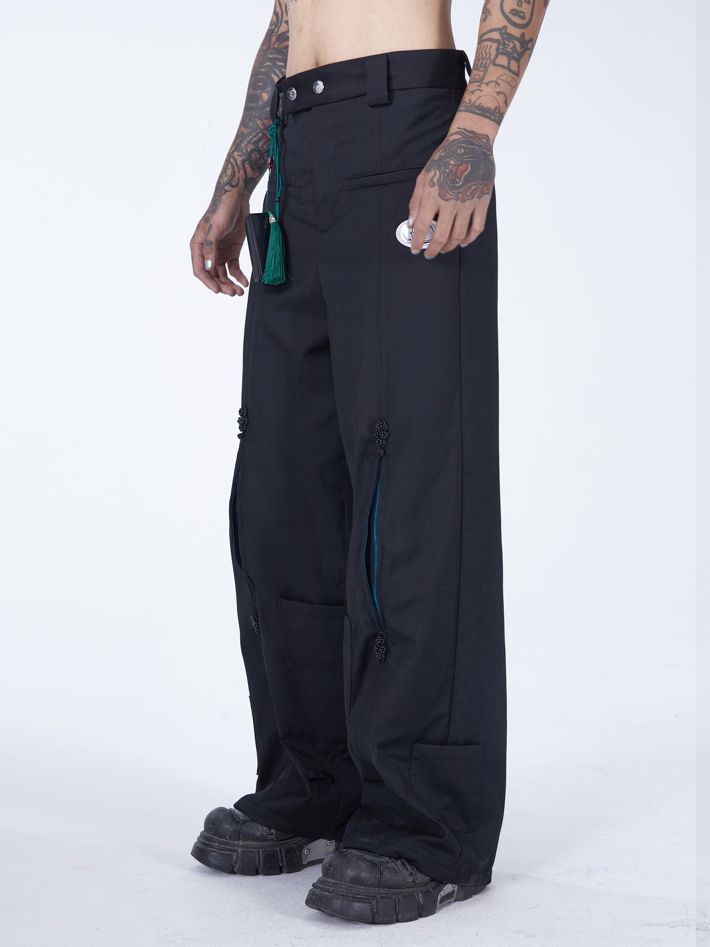 Chinese style wide-leg pants