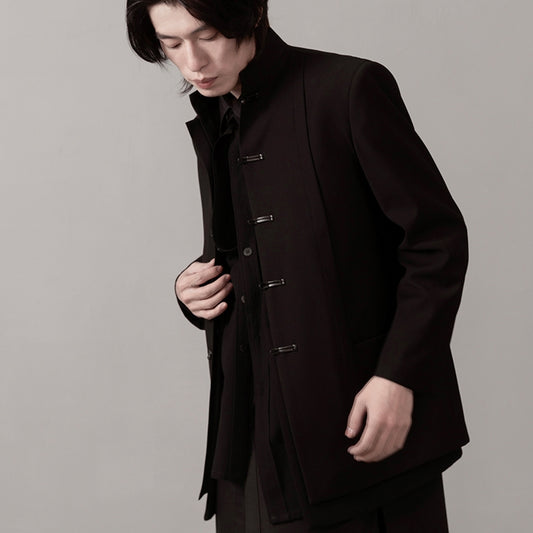 男女通用黑色休閒立領夾克