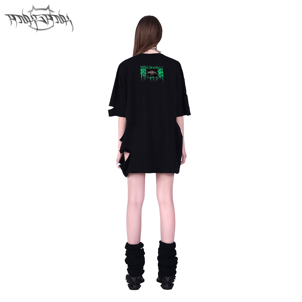 Irregular holes loose T-shirt