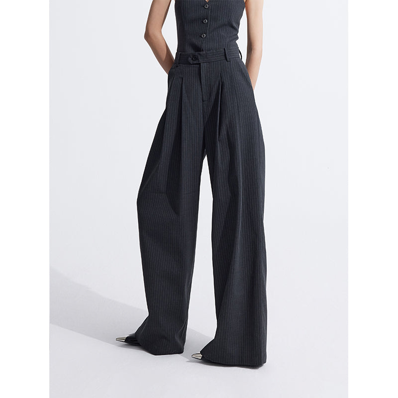 High waist striped wide leg pants