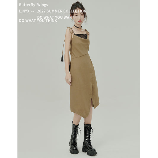 Coffee color original irregular dress