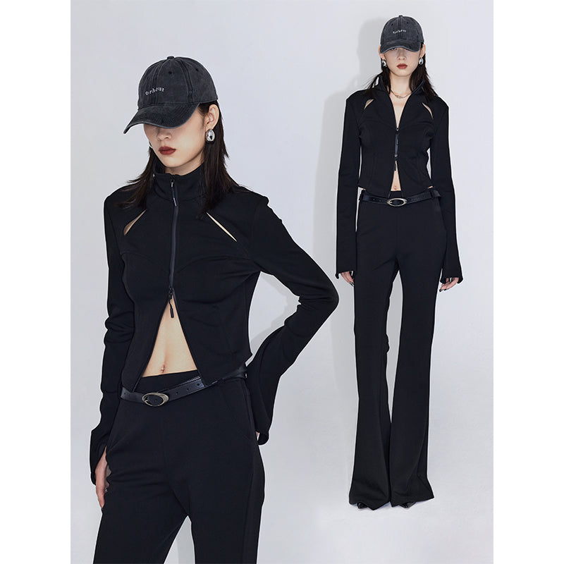 Curved Bottom Zipper Jacket