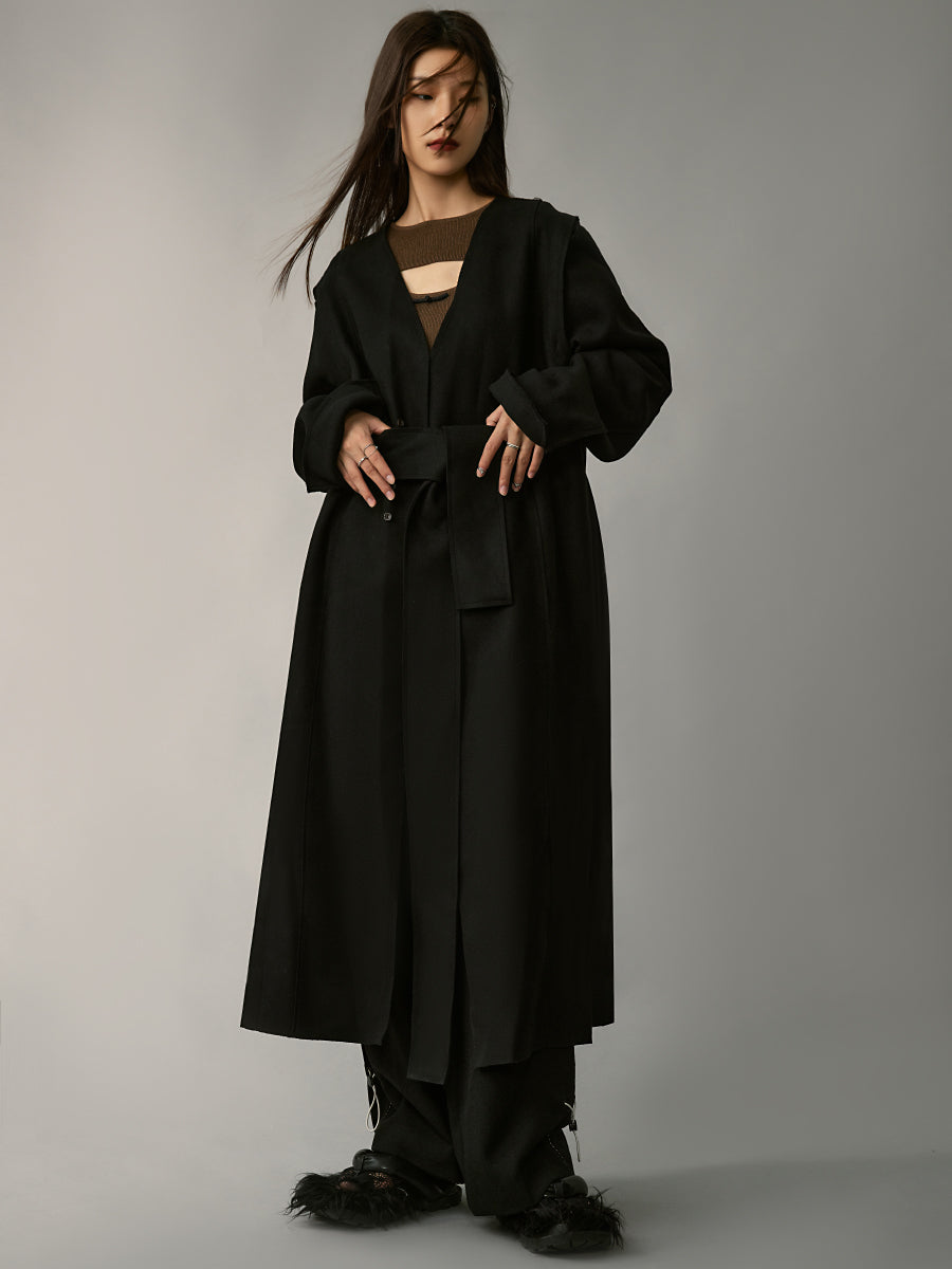 Double-sided wool two-wear coat jacket