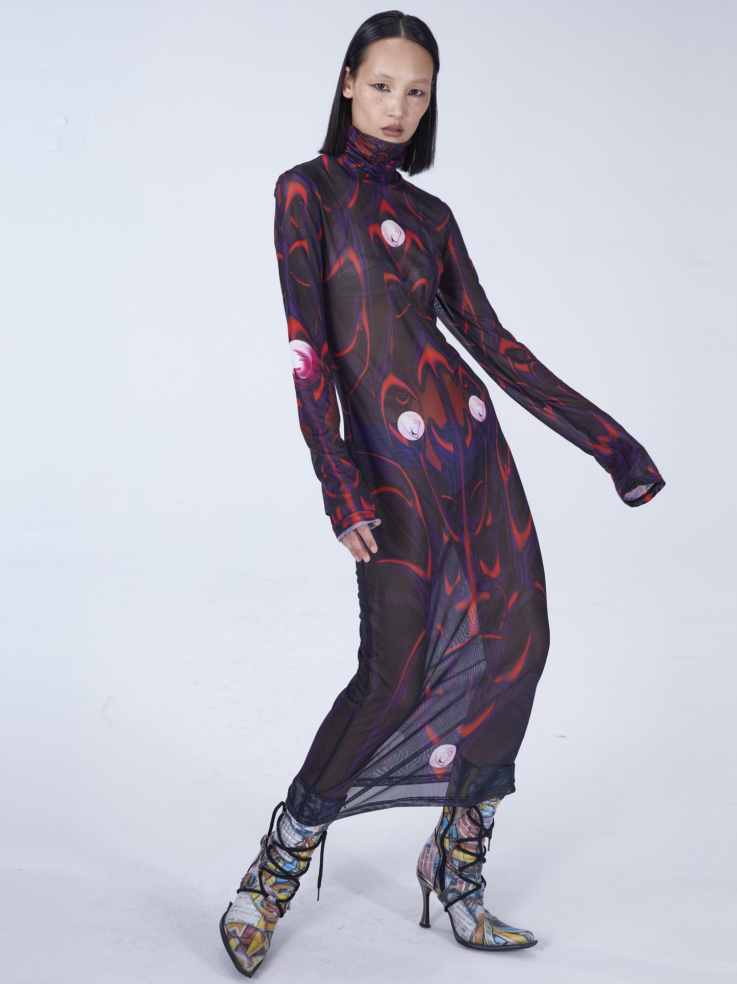 Abstract print body totem dress