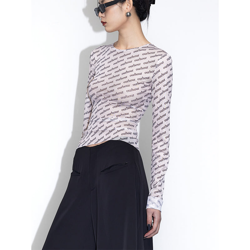 Micro-permeable slim-fit long-sleeved top