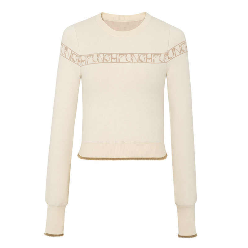 Round neck long-sleeved knitted top