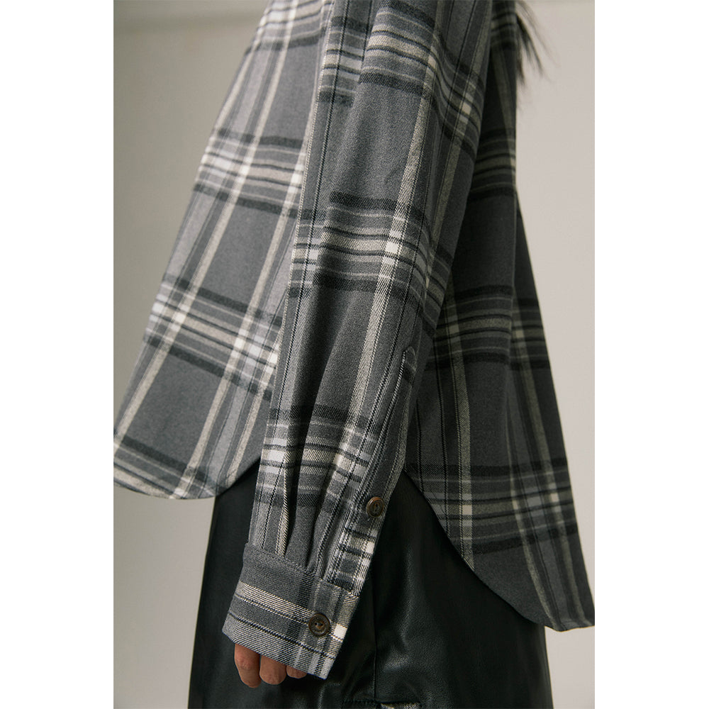 Retro plaid loose warm top