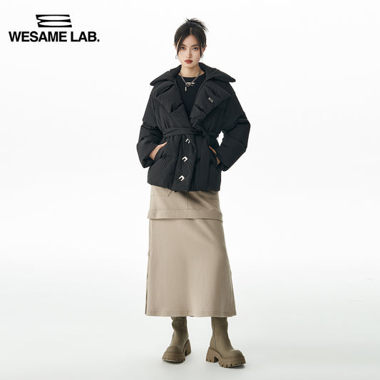 Short style waist lapel down jacket