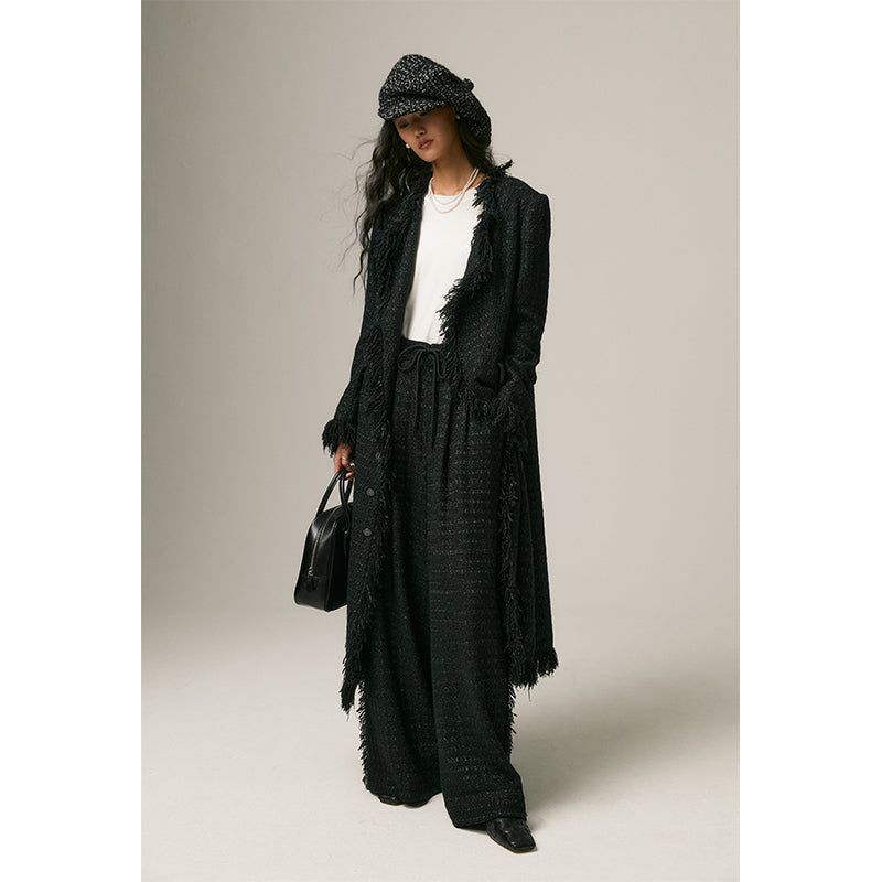 Tassel outwear and straight-leg pants