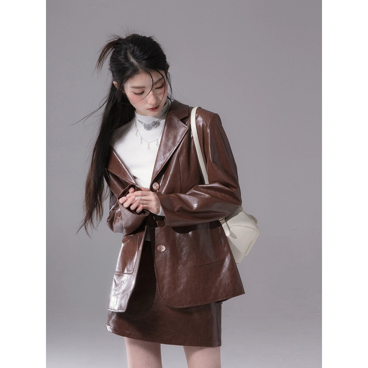 Leather Jacket+Skirt