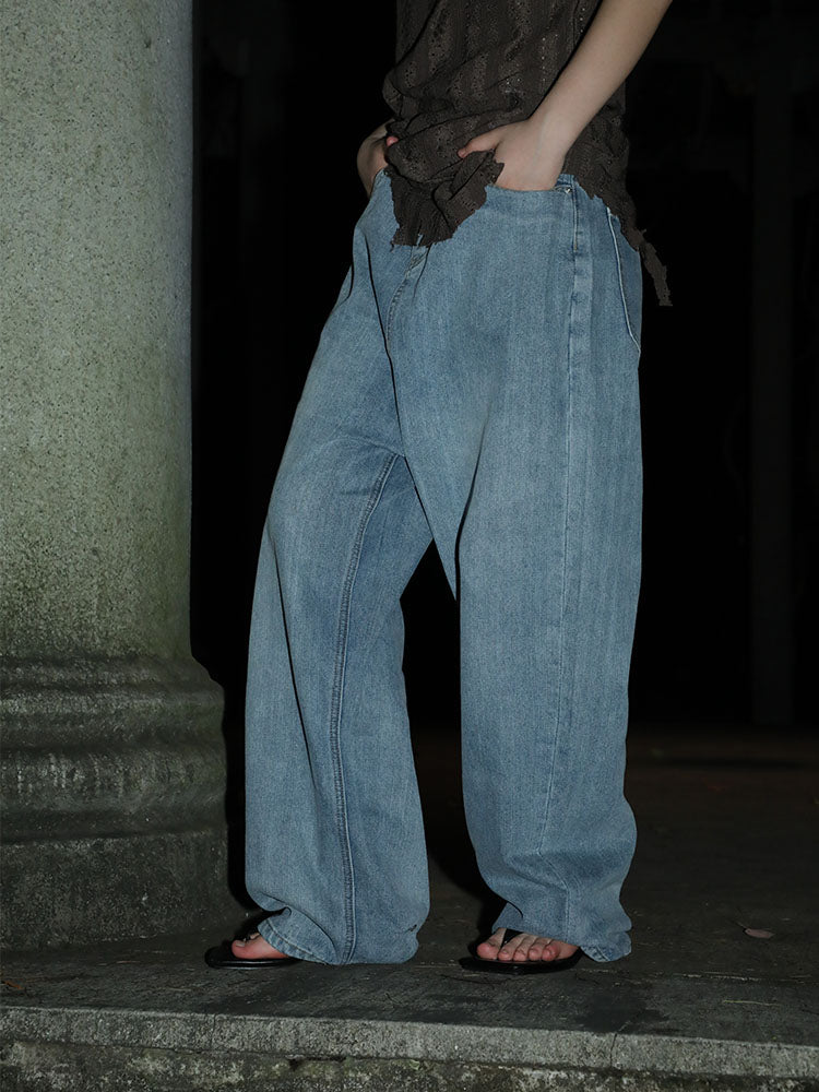 Loose low-waisted retro baggy pants