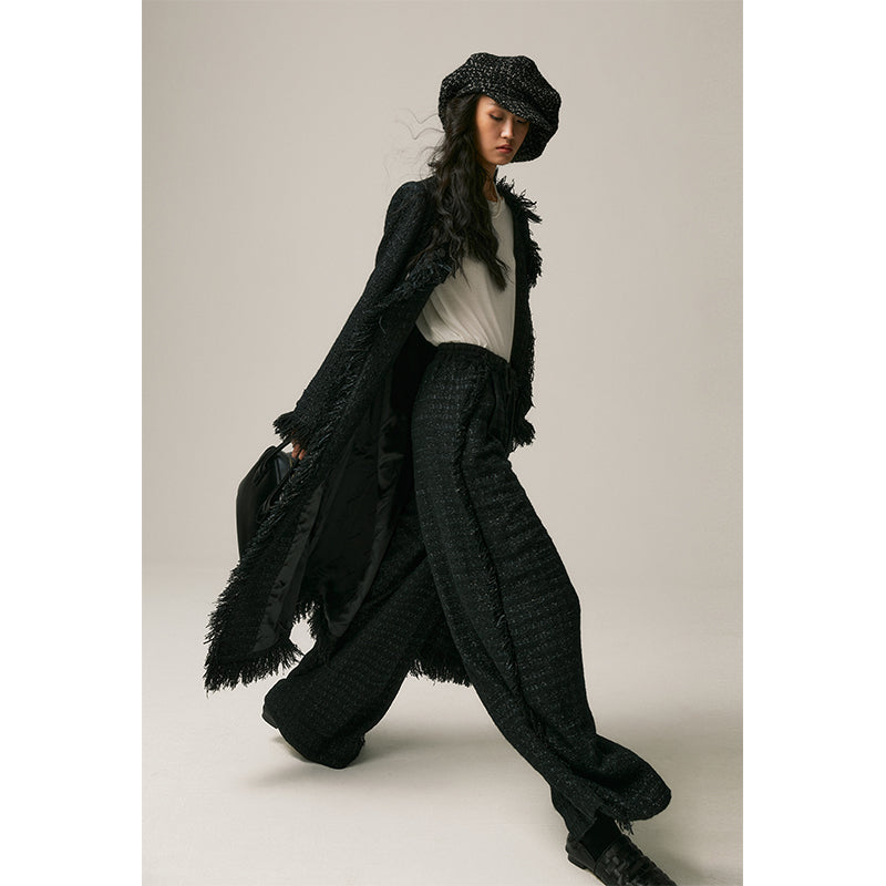 Tassel outwear and straight-leg pants