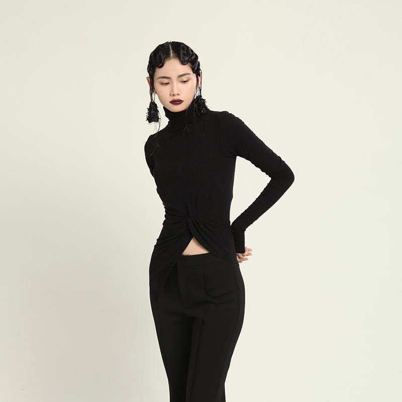 Knitted inner wool turtleneck top