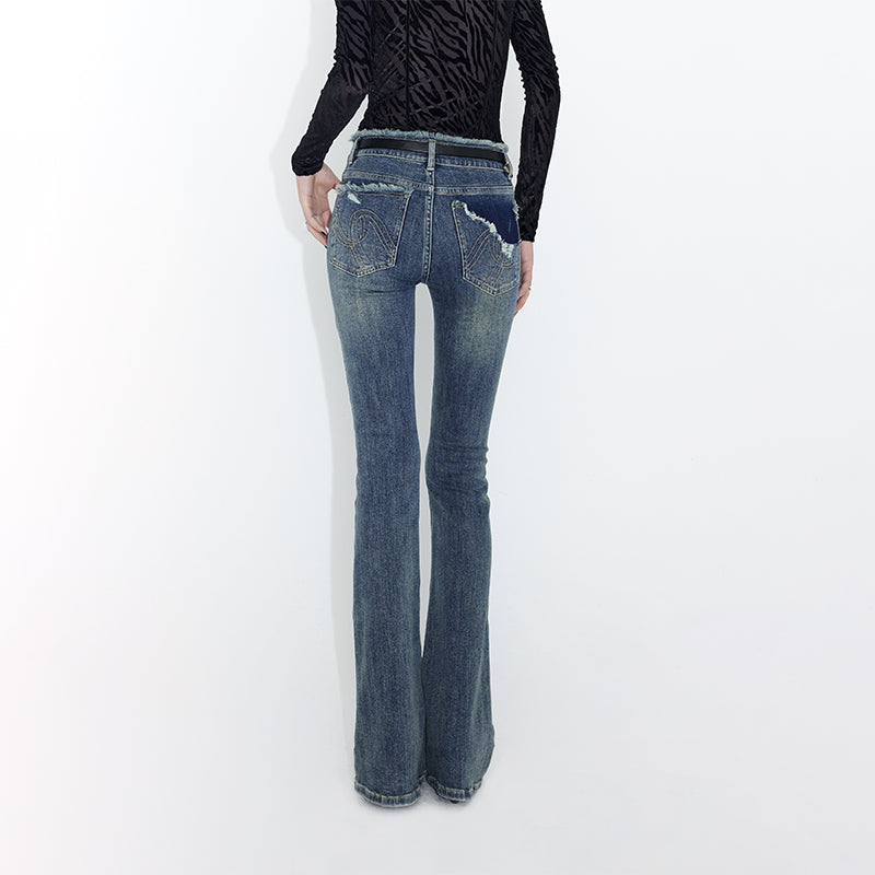 Retro slim long mopping pants