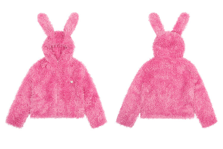 Rabbit plush quilted jacket