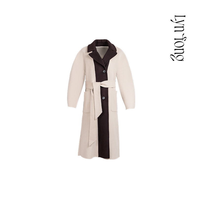 Three-dimensional arc long sleeve double-sided coat