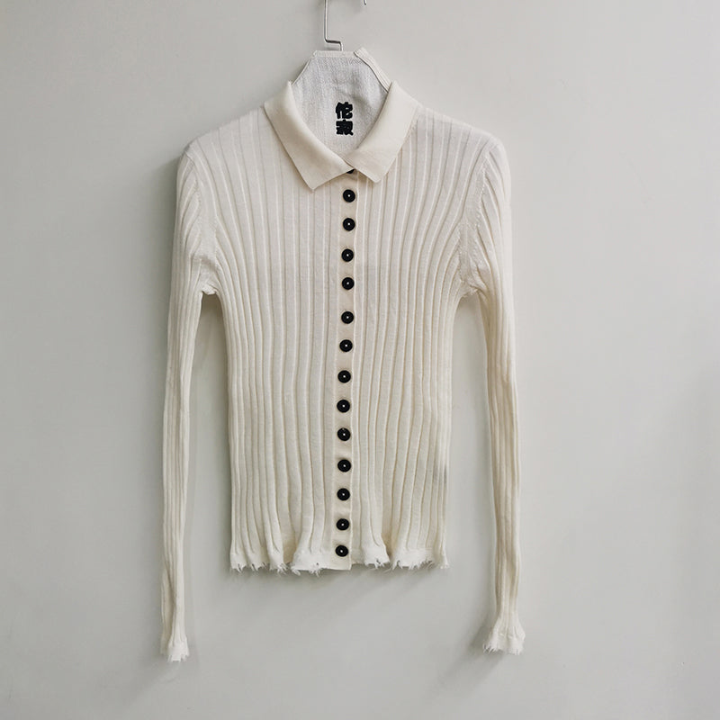 Tuoji slim long-sleeved wool knitted cardigan