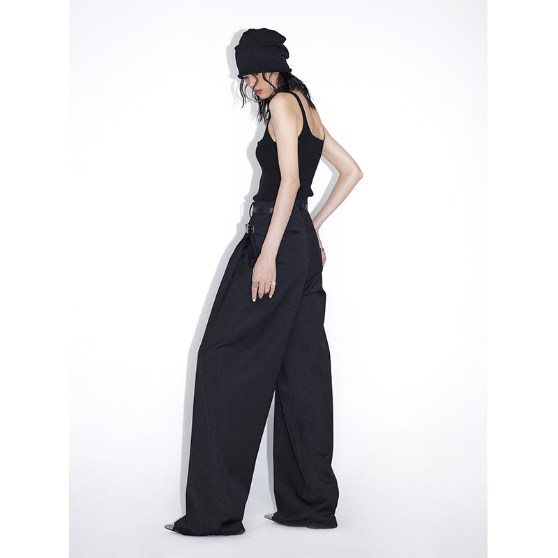 Cross Belt Pleated Pants