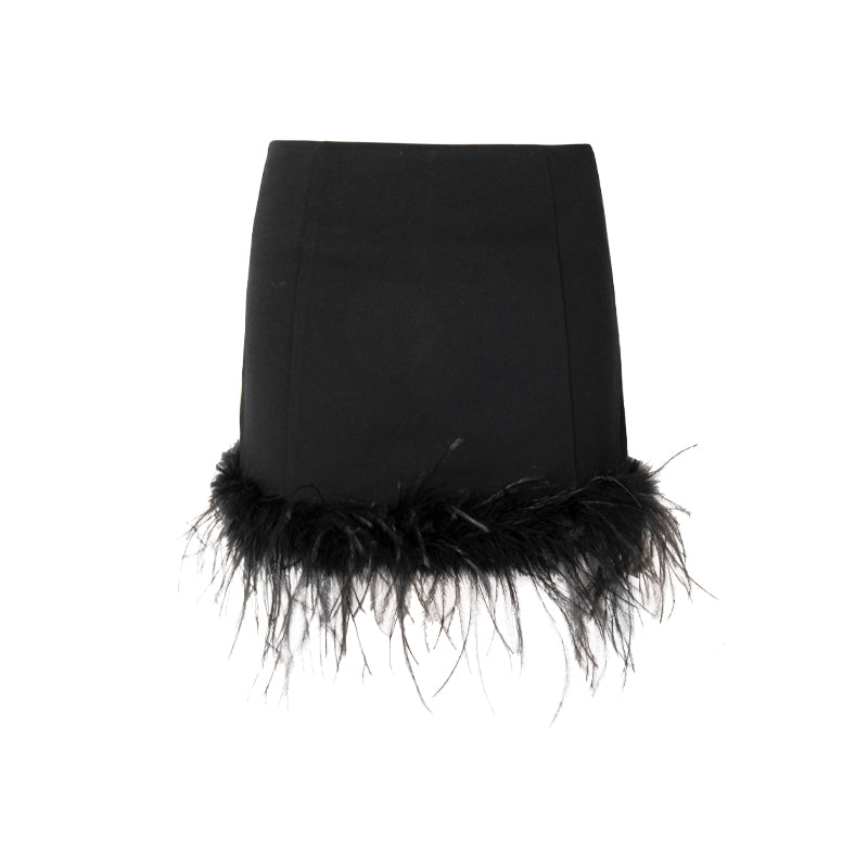 Ostrich hair high waist skirt