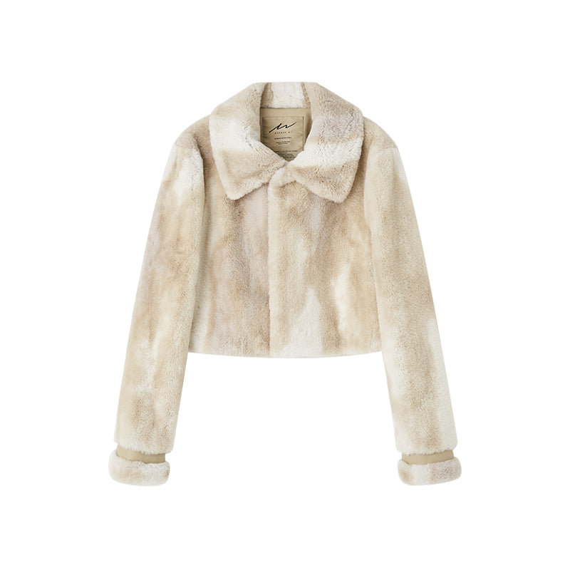 Gradient Eco Fur Cropped Wool Jacket