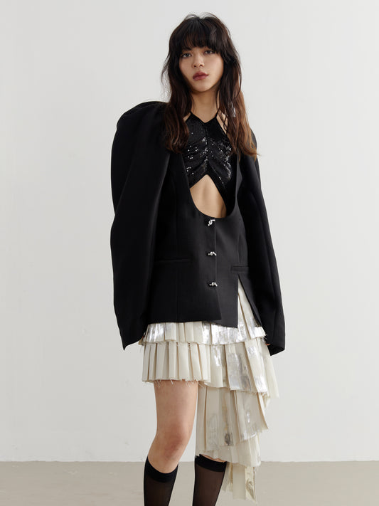 Pleated three-dimensional jacket