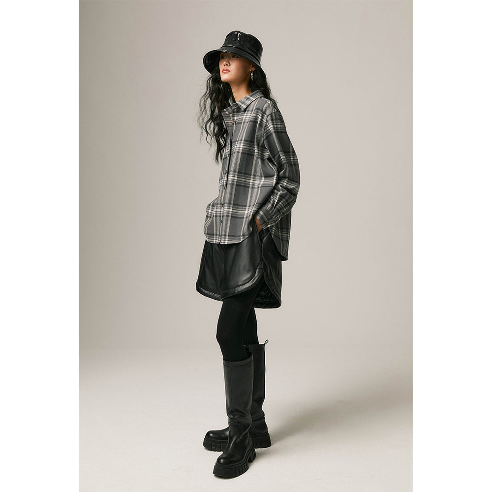 Retro plaid loose warm top