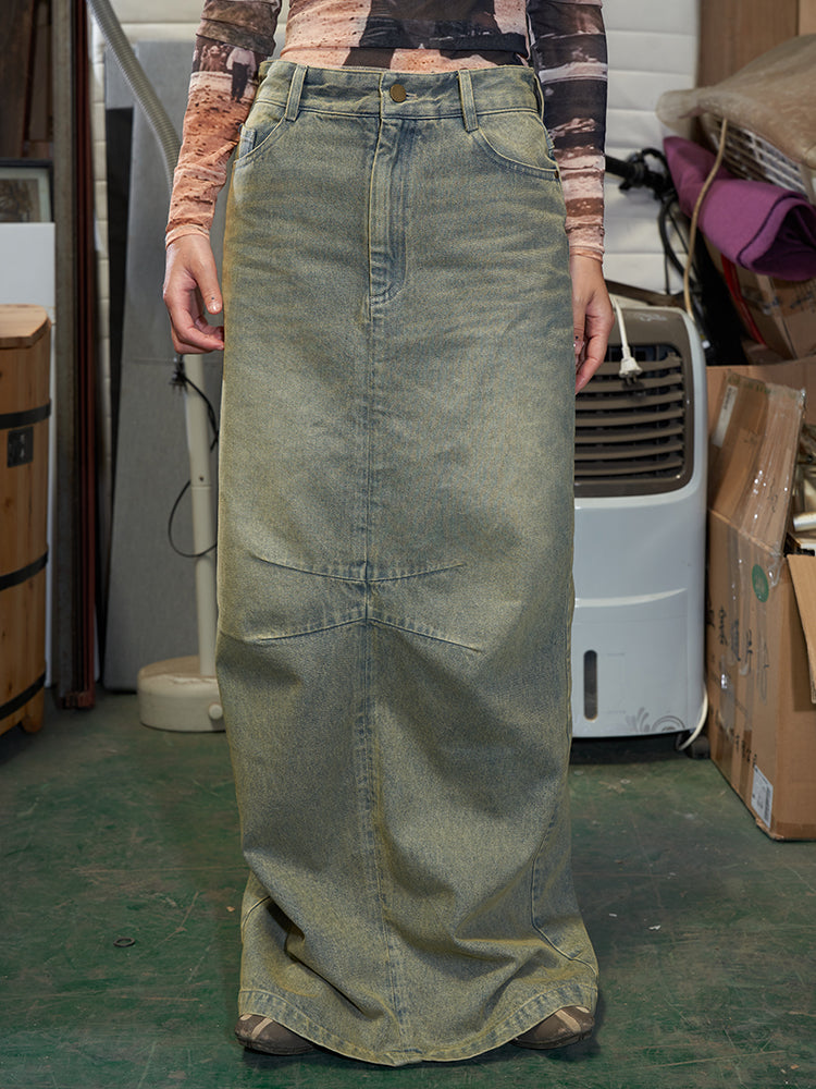 Low-waist long skirt