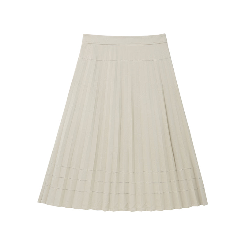 Pressed pleated leather skirt