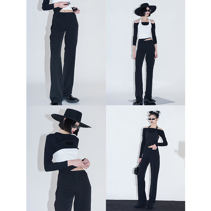 Double waist buckle loose pants