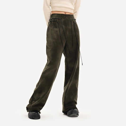 Wide-leg high waist drape casual pants